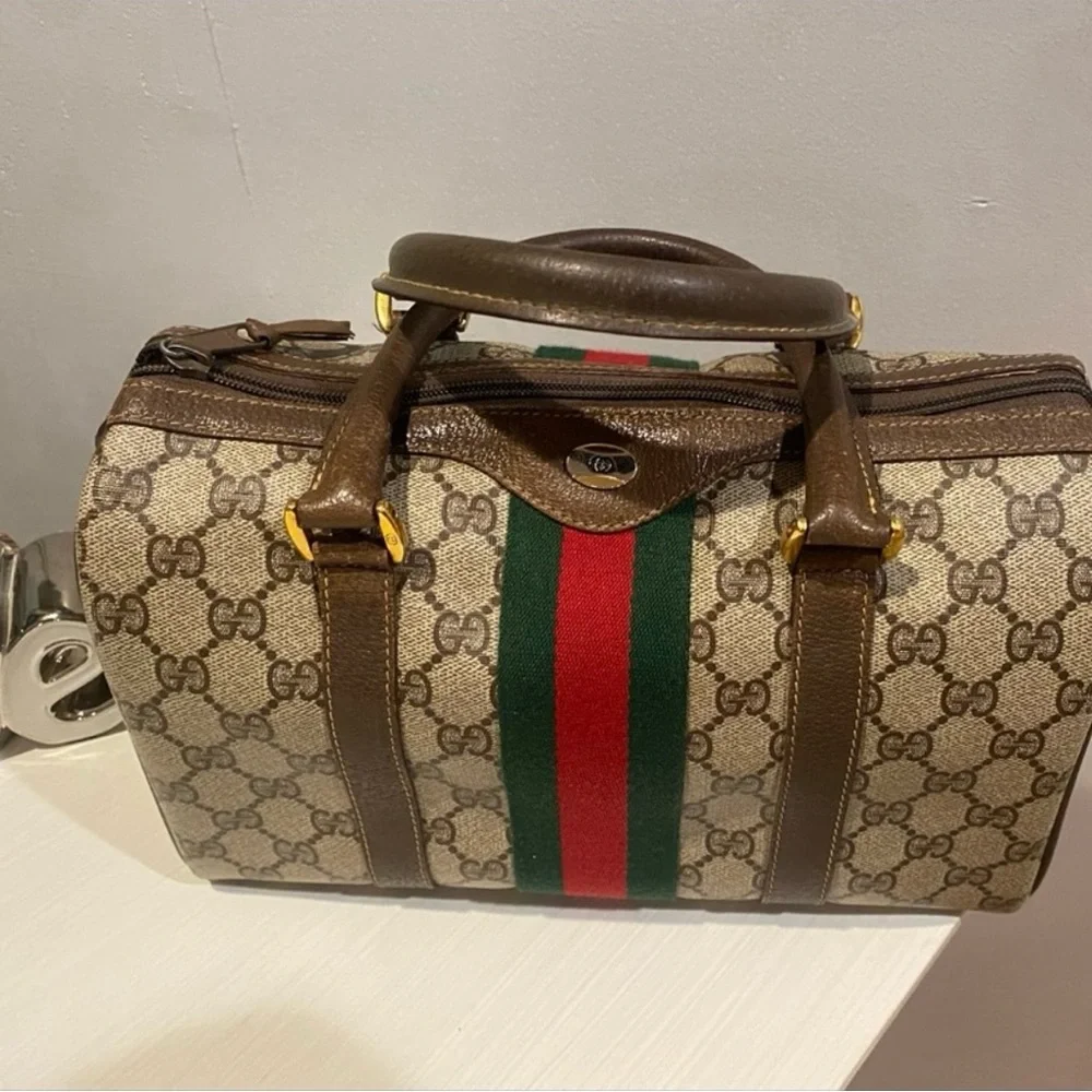 Gucci Brown and Green Satchel Handbag  with Signature Webbing 🌷👜🌷 - Picture 4 of 12